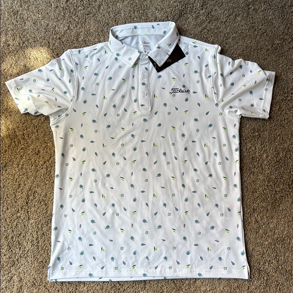 Titleist White and Blue Polo Shirt Classic Design